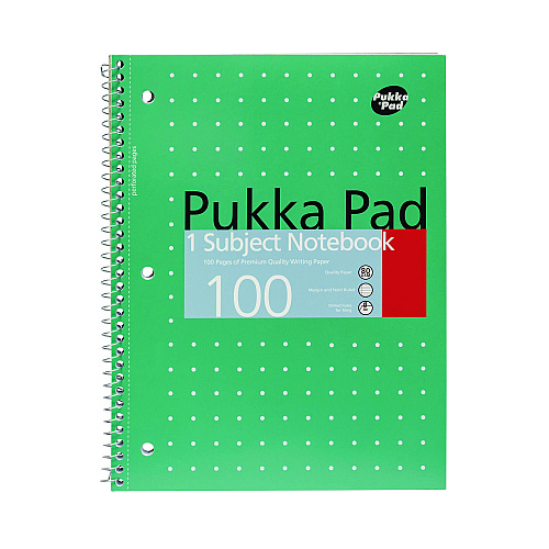 PUKKA PAD Letter Size 1-Subject Notebook, Medium/College Rule, Metallic Green Cover with White Dots, (50), 10.5 x 8 Sheets, 3/Pack (8795MET)