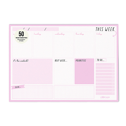 PUKKA PAD Weekly Planner Pad, 8.27 x 11.61, Pink Cover, 12-Month, Undated, 6/Pack (9163CD)