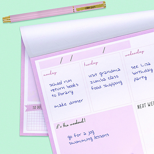 PUKKA PAD Weekly Planner Pad, 8.27 x 11.61, Pink Cover, 12-Month, Undated, 6/Pack (9163CD)