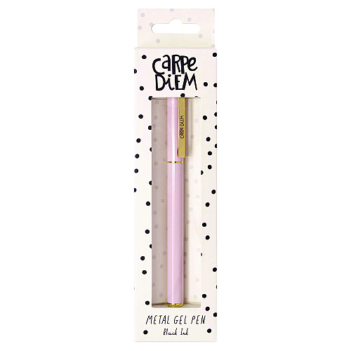 PUKKA PAD Carpe Diem All Metal Gel Pens Gel Pen, Stick, Medium 0.7 mm, Black Ink, Pink Barrel, 6/Pack (9157CD)