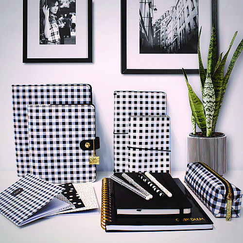 PUKKA PAD Pencil Case, 7.9" x 2" x 2", Black/White Check (9185CD)