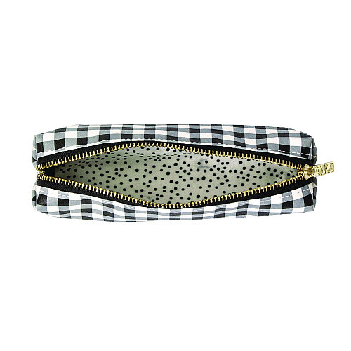 PUKKA PAD Pencil Case, 7.9" x 2" x 2", Black/White Check (9185CD)