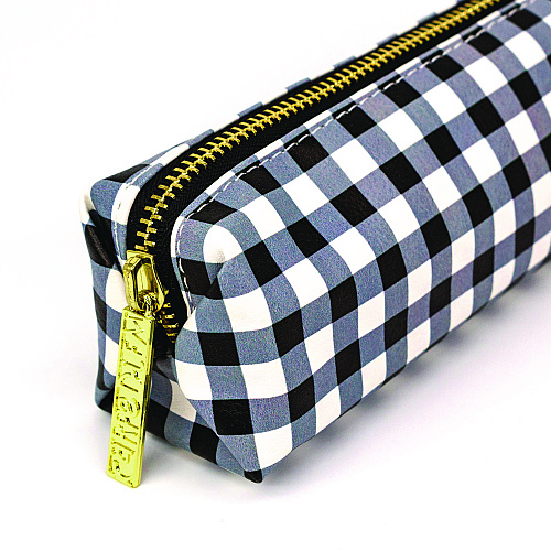 PUKKA PAD Pencil Case, 7.9" x 2" x 2", Black/White Check (9185CD)