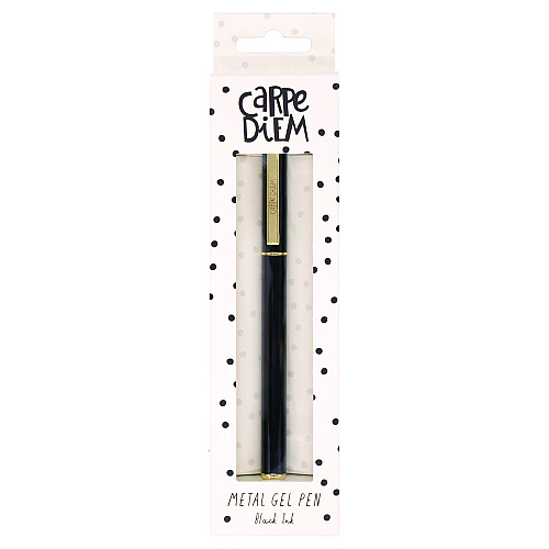 PUKKA PAD Carpe Diem All Metal Gel Pens Gel Pen, Stick, Medium 0.7 mm, Black Ink, Black Barrel, 6/Pack (9114CD)
