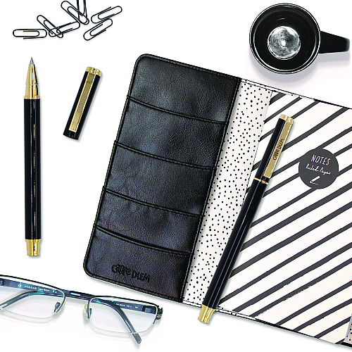 PUKKA PAD Carpe Diem All Metal Gel Pens Gel Pen, Stick, Medium 0.7 mm, Black Ink, Black Barrel, 6/Pack (9114CD)