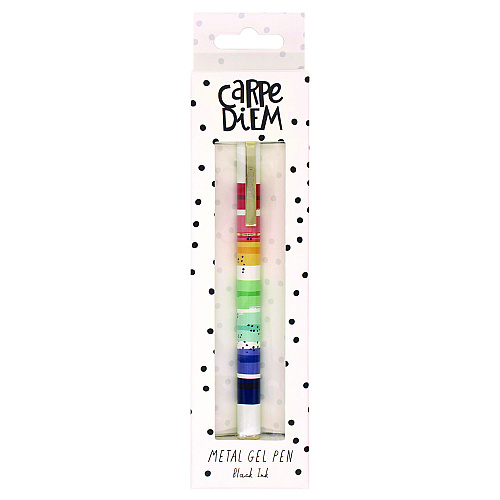 PUKKA PAD Carpe Diem All Metal Gel Pens Gel Pen, Stick, Medium 0.7 mm, Black Ink, Color Wash Multicolor Barrel, 6/Pack (9181CD)