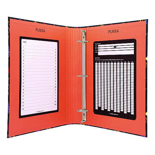 PUKKA PAD Rollbound Binder, 3 Rings, 1" Capacity, 11 x 8.5, Black/Yellow/Orange/Blue (9608BLM)