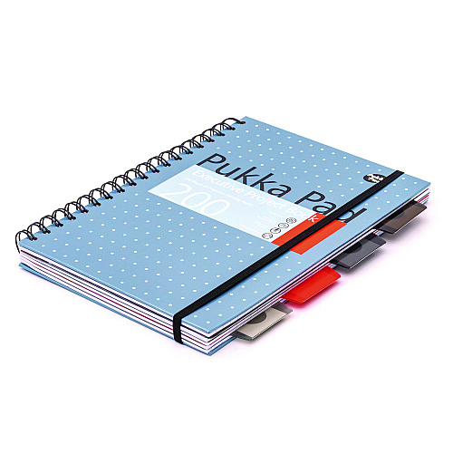 PUKKA PAD B5 Size Project Book, 4-Subject, Medium/College Rule, Assorted Metallic Color/Dot Covers, (100) 9.8 x 6 Sheets, 3/Pack (9589MET)