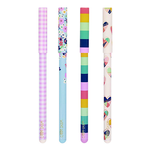 PUKKA PAD Carpe Diem Ballpoint Pen, Stick, Medium 0.7 mm, Black Ink, Assorted Ditzy Floral Collection, 4 Pens/Pack, 6 Packs/Box (9228CD)