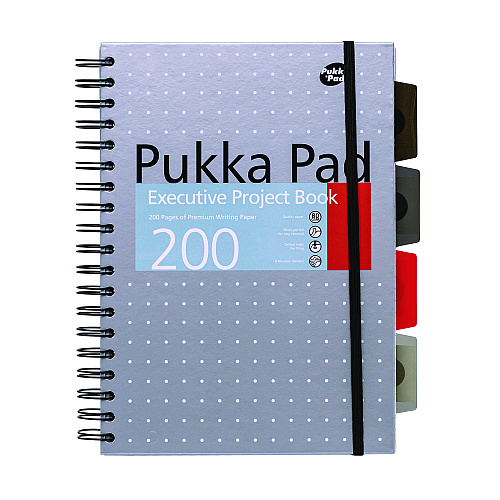 PUKKA PAD B5 Size Project Book, 4-Subject, Medium/College Rule, Assorted Metallic Color/Dot Covers, (100) 9.8 x 6 Sheets, 3/Pack (9589MET)