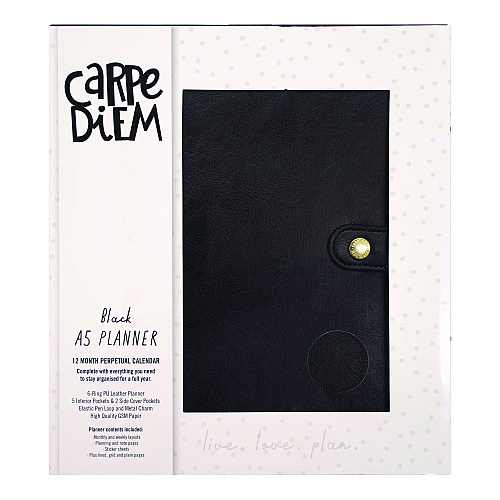 PUKKA PAD A5 Planner, 10.24 x 9.25, Black Cover, 12-Month (9109CD)