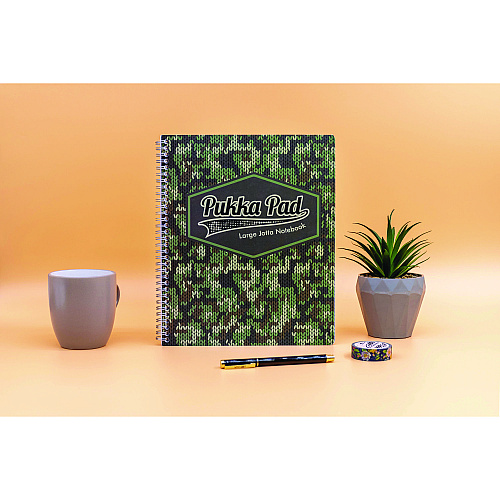 PUKKA PAD Letter Size Notebook, 1-Subject, Medium/College Rule, Green/Black Camo Knit Cover, (100) 11 x 8.5 Sheets, 3/Pack (9755CAM)