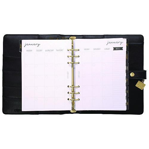 PUKKA PAD A5 Planner, 10.24 x 9.25, Black Cover, 12-Month (9109CD)
