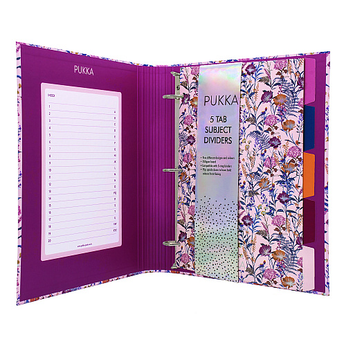 PUKKA PAD Rollbound Binder, 3 Rings, 1" Capacity, 11 x 8.5, Cream/Yellow/Blue/Red (9609BLM)