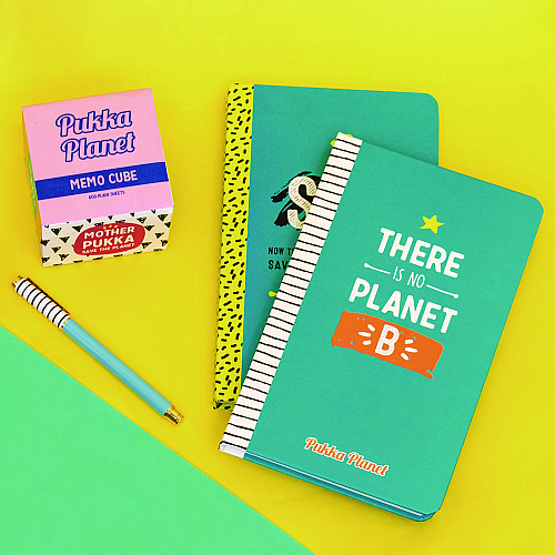 PUKKA PAD Soft Cover Eco Notebook, 1-Subject, Medium/College Rule, Turquoise/Multicolor Cover, (96) 8.3 x 5.8 Sheets (9703SPP)