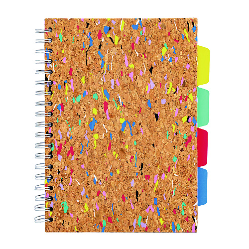 PUKKA PAD B5 Size Eco Project Book, 4-Subject, Medium/College Rule, Cork/Multicolor Cover, (100) 9.8 x 6.9 Sheets (9856SPP)