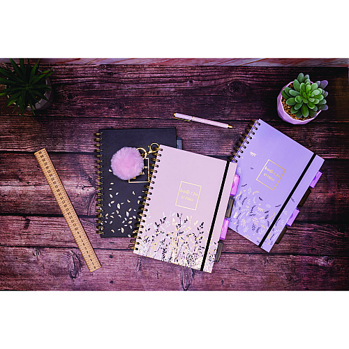 PUKKA PAD B5 Size Project Book, 4-Subject, Medium/College Rule, Assorted Floral Covers, (100) 9.8 x 6.9 Sheets, 3/Pack (9447ROC)