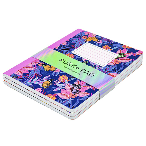 PUKKA PAD Composition Book, Medium/College Rule, Assorted Bloom Covers, (70) 9.75 x 7.5 Sheets, 3/Pack (9516BLM)