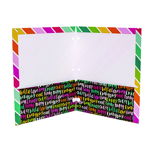 PUKKA PAD Two-Pocket Portfolio Folder, 1" Capacity, 9.6 x 11.9, Brush Strokes/Llamas/Stripes, 6/Pack (9097CD)
