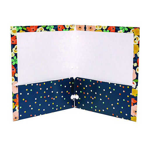 PUKKA PAD Two-Pocket Portfolio Folder, 1" Capacity, 9.6 x 11.9, Floral/Geometric/Hearts, 6/Pack (9098CD)