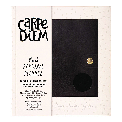 PUKKA PAD Personal Planner, 7.48 x 6.42, Black Cover, 12-Month, Undated (9110CD)