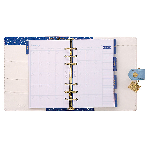 PUKKA PAD Personal Planner, Feathers, 7.48 x 6.42, Blue/Cream/Pink Cover, 12-Month, Undated (9210CD)