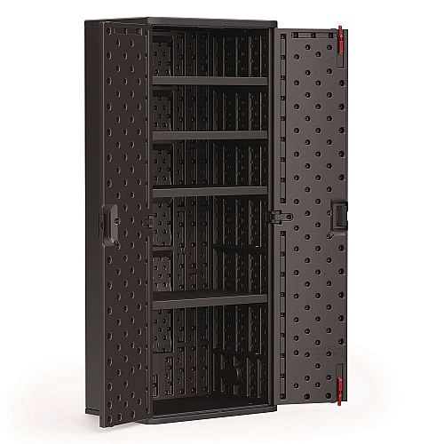 Suncast Commercial Tall Storage Cabinet, Five Shelves: One Fixed, Four Adjustable, 30" x 20.25" x 72", Gray (BMCCPD7204)