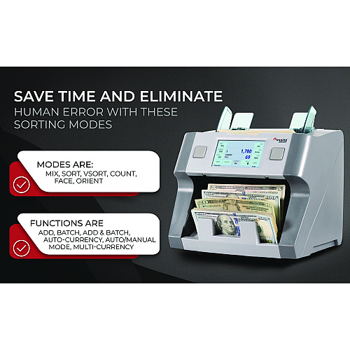 Cassida 8800R Single Pocket Discriminator, 1,200 Bills/min, 9.5 x 11 x 10.4, Gray