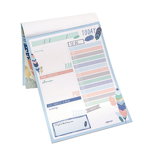 PUKKA PAD Daily Planner, Feathers, 8.27 x 5.83, Blue/Cream/Pink Cover, 2-Month, Undated, 6/Pack (9218CD)