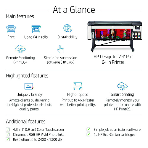 HP DesignJet Z9+ Pro 64" Wireless Wide Format Inkjet Printer (2RM82G)