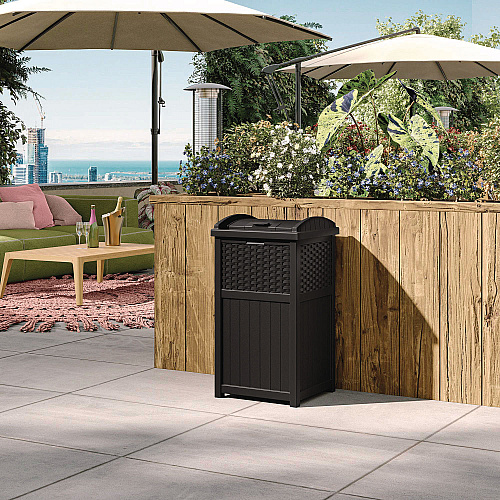 Suncast Commercial 30 Gallon Trash Hideaway, Plastic, Black (GHW1732BK)