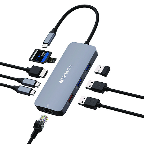Verbatim USB-C Pro Multiport Hub9 Port, Gray (32152)