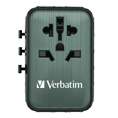 Verbatim UTA-05 Gan III Universal Travel Adapter, (2) USB-A/(2) USB-C/Quick Charge 4+ (32120)