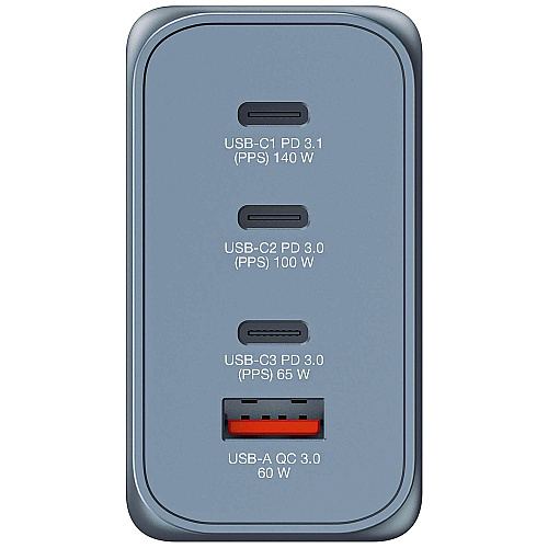 Verbatim 240 W 4-Port GaN Wall Charger, Black/Gray (32205)