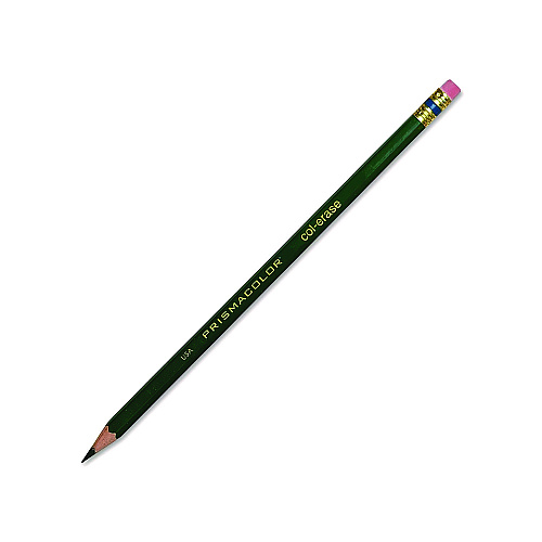Prismacolor Col-Erase Pencil with Eraser, 0.7 mm, 2B (#1), Green Lead, Green Barrel, Dozen (20046)