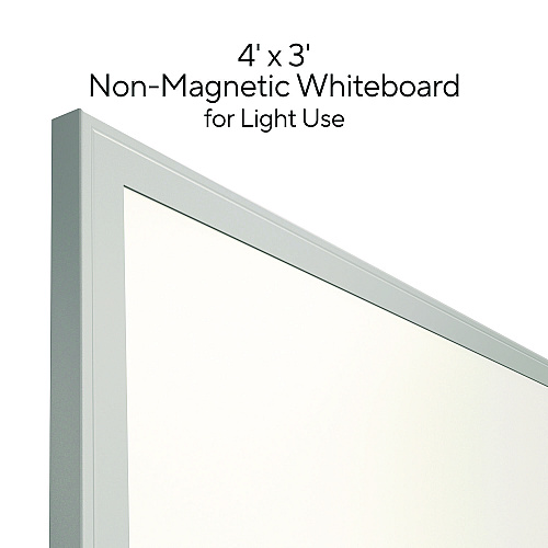 TRU RED Melamine Dry Erase Board, 48" x 36", White Surface, Gray/Natural Aluminum Frame (TR59354)