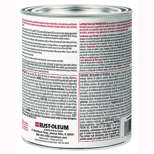 Rust-Oleum Appliance Epoxy Gloss Paint, Gloss White, 1 qt Bucket/Pail, 2/Carton (241168)