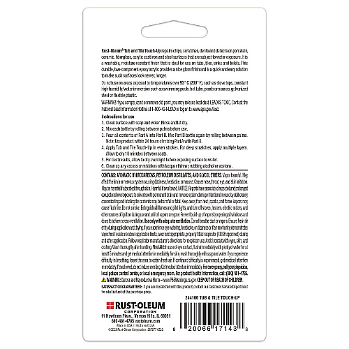 Rust-Oleum Specialty Gloss White Tub and Tile Touch Up, Gloss White, 0.54 oz Glass Vials, 6 Kits/Carton (244166)