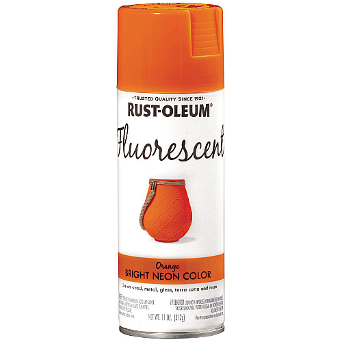 Rust-Oleum Specialty Fluorescent Spray Paint, Flat Fluorescent Orange, 11 oz Aerosol Can, 6/Carton (342568)