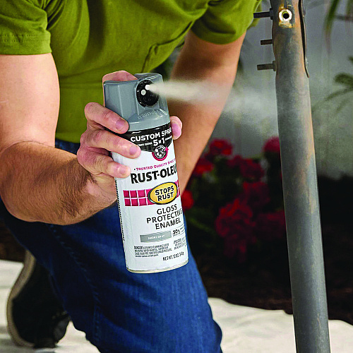 Rust-Oleum Stops Rust 5-in-1 Spray Paint, Satin Coastal Gray, 12 oz Aerosol Can (376872EA)