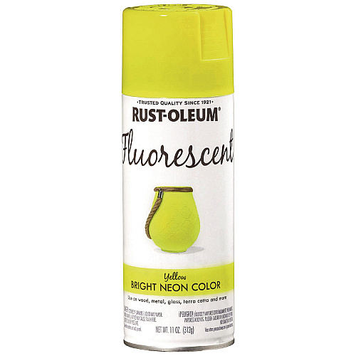 Rust-Oleum Specialty Fluorescent Spray Paint, Flat Fluorescent Yellow, 11 oz Aerosol Can, 6/Carton (342571)