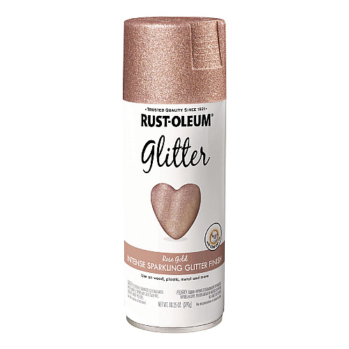 Rust-Oleum Specialty Glitter Spray Paint, Glitter Rose Gold, 10.25 oz Aerosol Can, 6/Carton (344697)