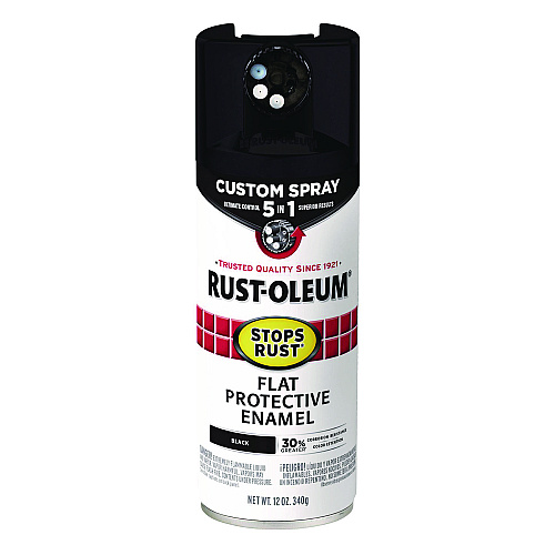 Rust-Oleum Stops Rust 5-in-1 Spray Paint, Flat Black, 12 oz Aerosol Can, 6/Carton (376855)