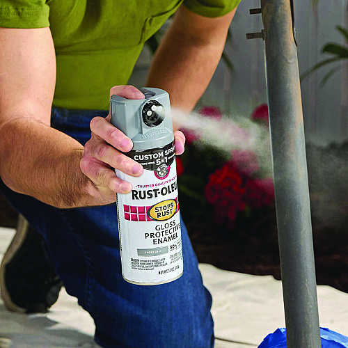 Rust-Oleum Stops Rust 5-in-1 Spray Paint, Satin Coastal Gray, 12 oz Aerosol Can, 6/Carton (376872)