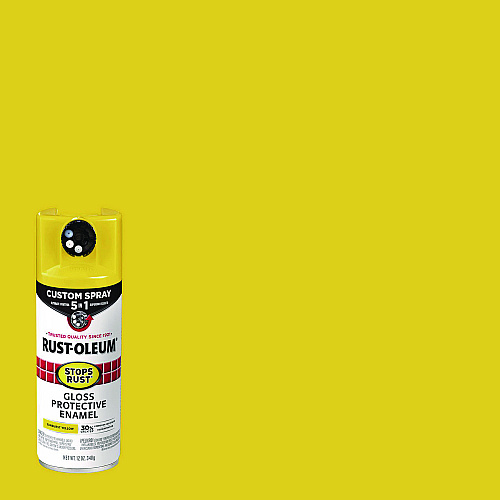 Rust-Oleum Stops Rust 5-in-1 Spray Paint, Gloss Sunburst Yellow, 12 oz Aerosol Can, 6/Carton (376898)