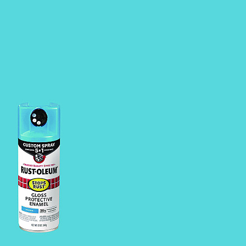 Rust-Oleum Stops Rust 5-in-1 Spray Paint, Gloss Maui Blue, 12 oz Aerosol Can, 6/Carton (376907)