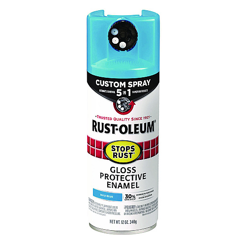 Rust-Oleum Stops Rust 5-in-1 Spray Paint, Gloss Maui Blue, 12 oz Aerosol Can, 6/Carton (376907)