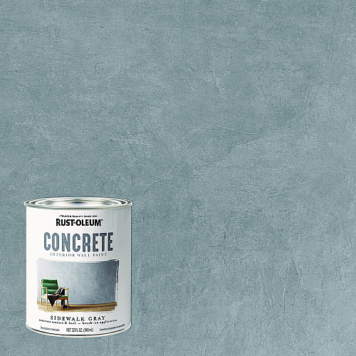 Rust-Oleum Concrete Interior Wall Paint, Matte Sidewalk Gray, Quart Can, 2/Carton (379908)
