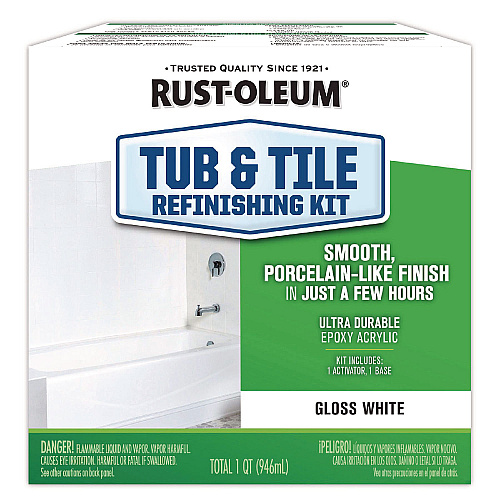 Rust-Oleum Specialty Tub and Tile Refinishing Kit, Gloss White, Quart, 4 Kits/Carton (384165)