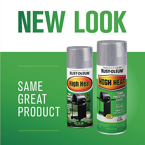 Rust-Oleum High Heat Enamel Spray Paint, Flat Silver, 12 oz Aerosol Can, 6/Carton (7716830)